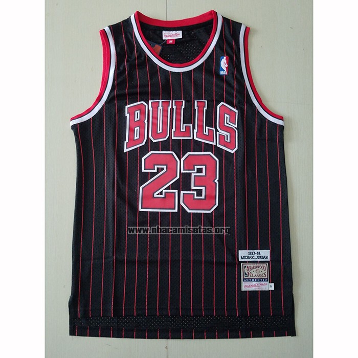 Camiseta Chicago Bulls Michael Jordan NO 23 Hardwood Classics Throwback 1997-98 Negro